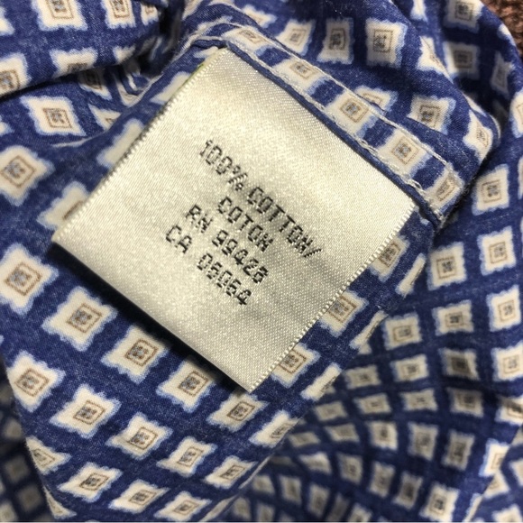 Bugatchi Blue Checkered Geometric Casual Button Down Shirt Classic Fit Size L - Picture 8 of 10